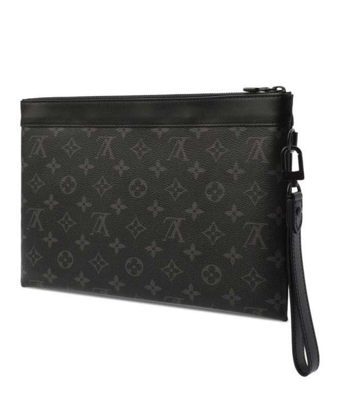 LOUIS VUITTON Антрацитовая кожаная папка для документов, фото 2