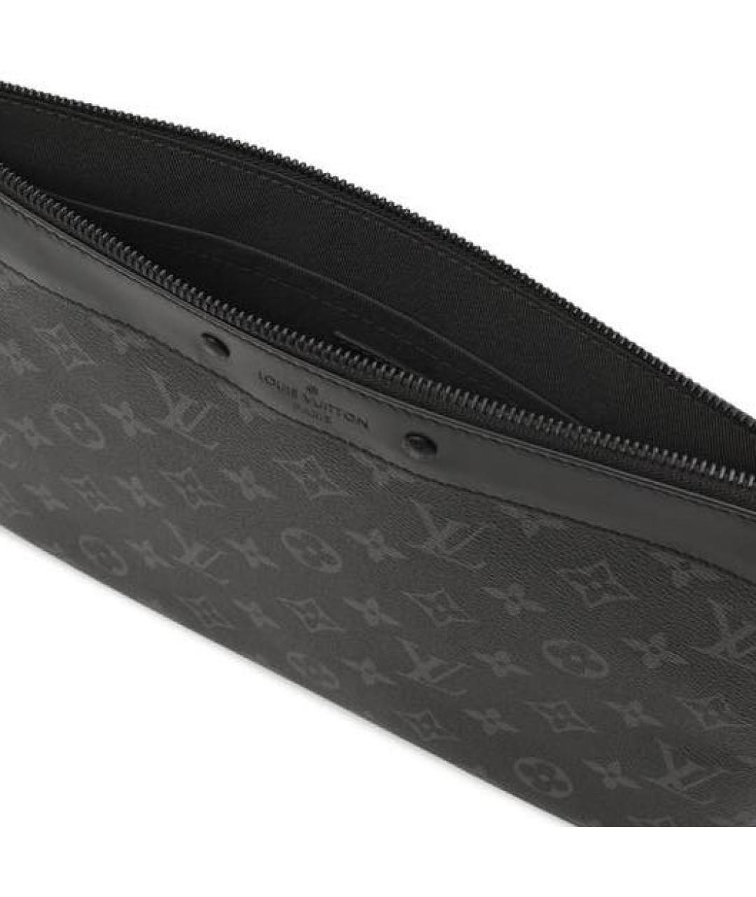 LOUIS VUITTON Антрацитовая кожаная папка для документов, фото 3