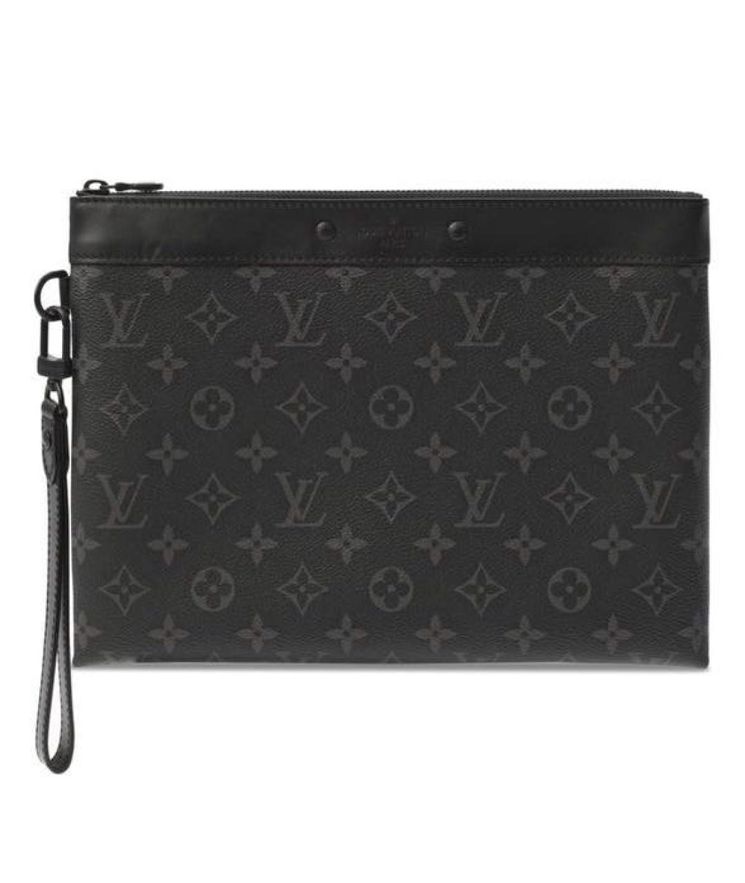 LOUIS VUITTON Антрацитовая кожаная папка для документов, фото 7