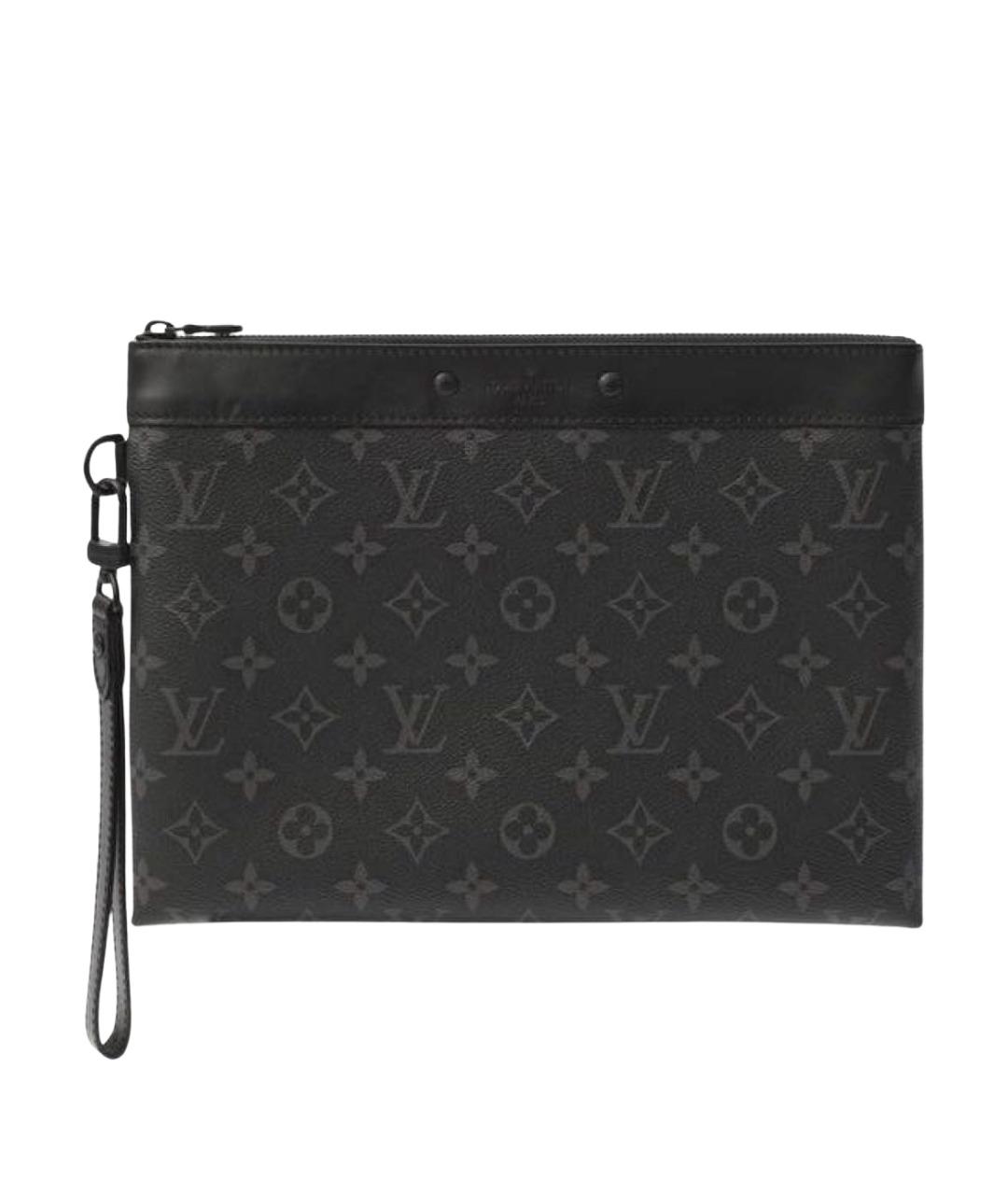 LOUIS VUITTON Антрацитовая кожаная папка для документов, фото 1