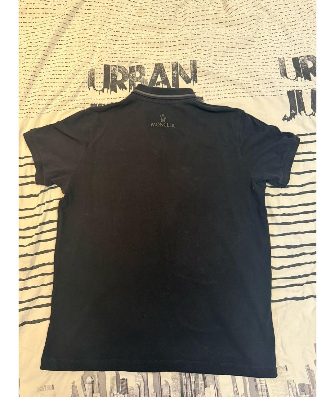 MONCLER Черное поло с коротким рукавом, фото 2