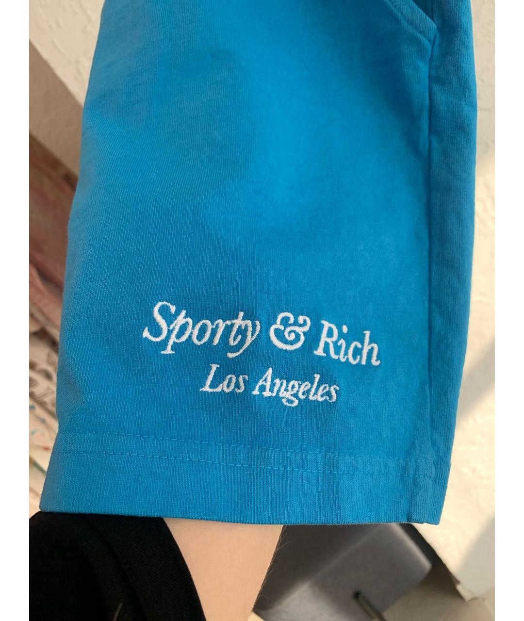 SPORTY AND RICH Голубые хлопковые шорты, фото 3