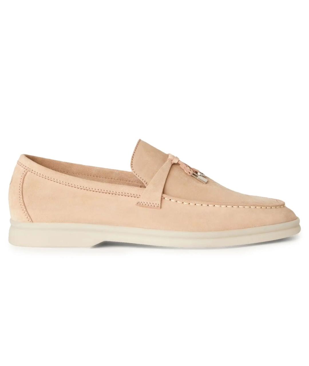 LORO PIANA Бежевые замшевые лоферы, фото 6