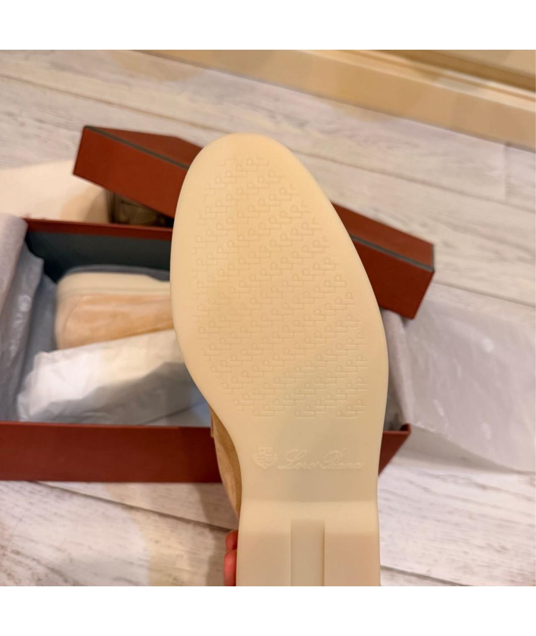 LORO PIANA Бежевые замшевые лоферы, фото 5