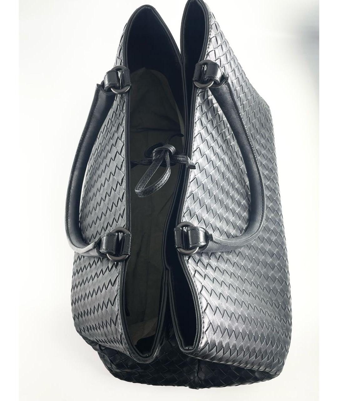 BOTTEGA VENETA Черная кожаная сумка тоут, фото 7