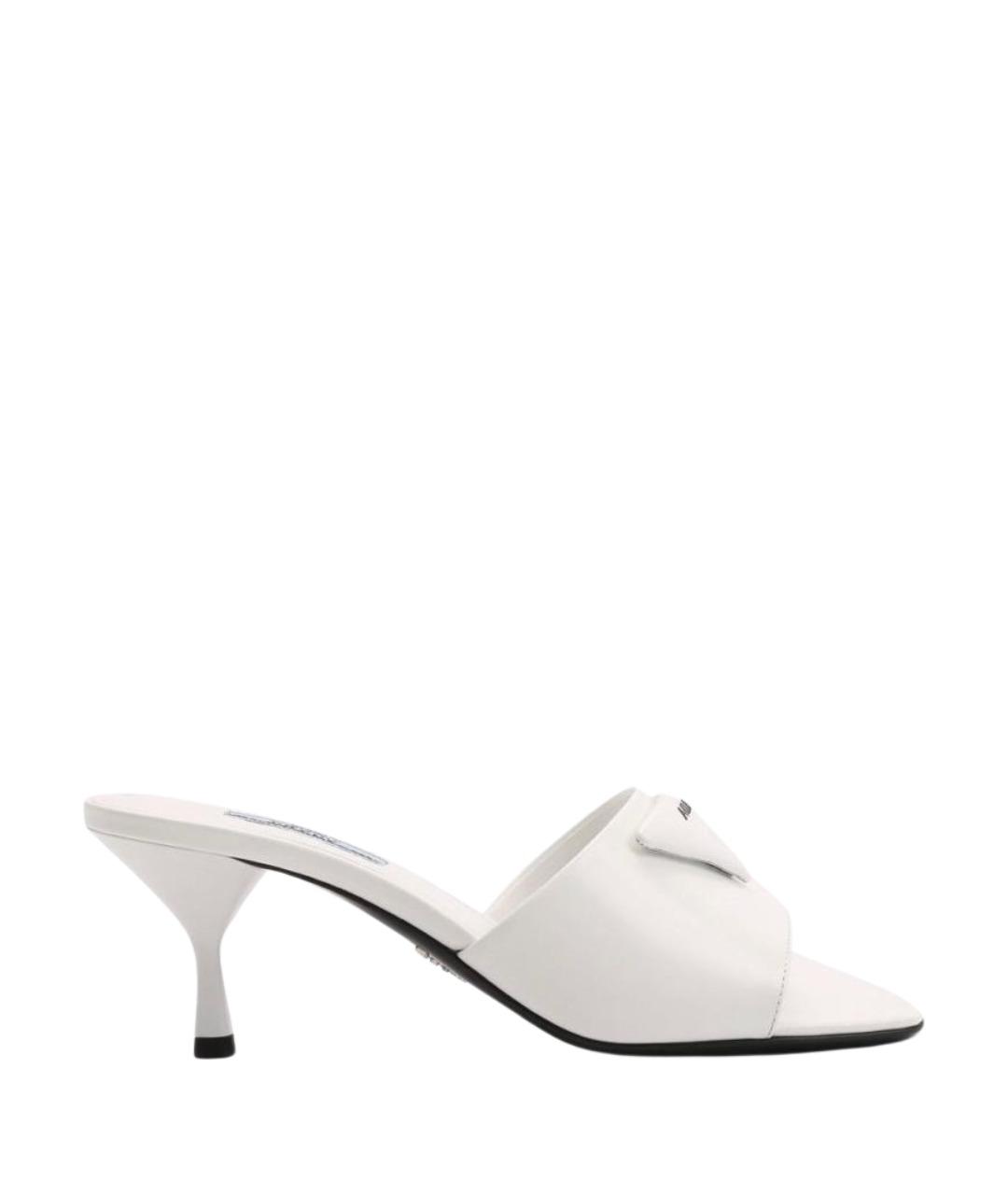 PRADA Белые кожаные мюли, фото 1