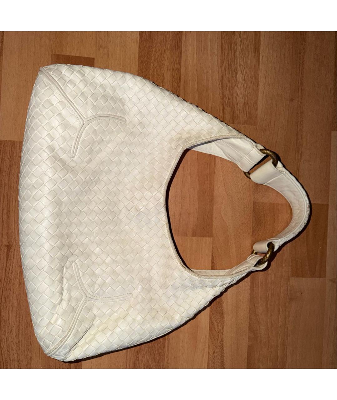BOTTEGA VENETA Белая кожаная сумка тоут, фото 3