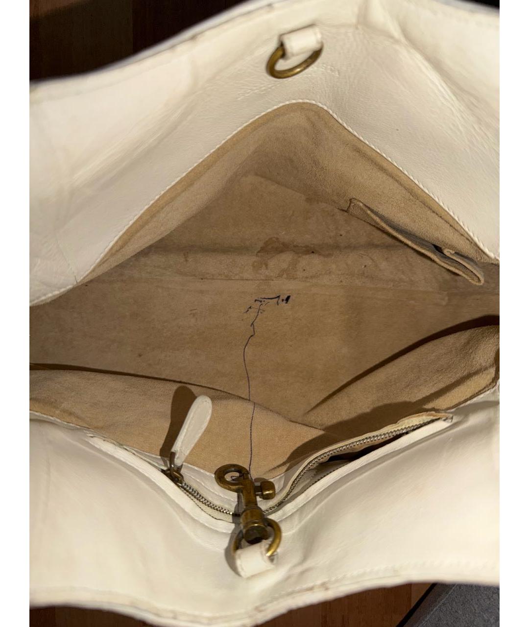 BOTTEGA VENETA Белая кожаная сумка тоут, фото 4