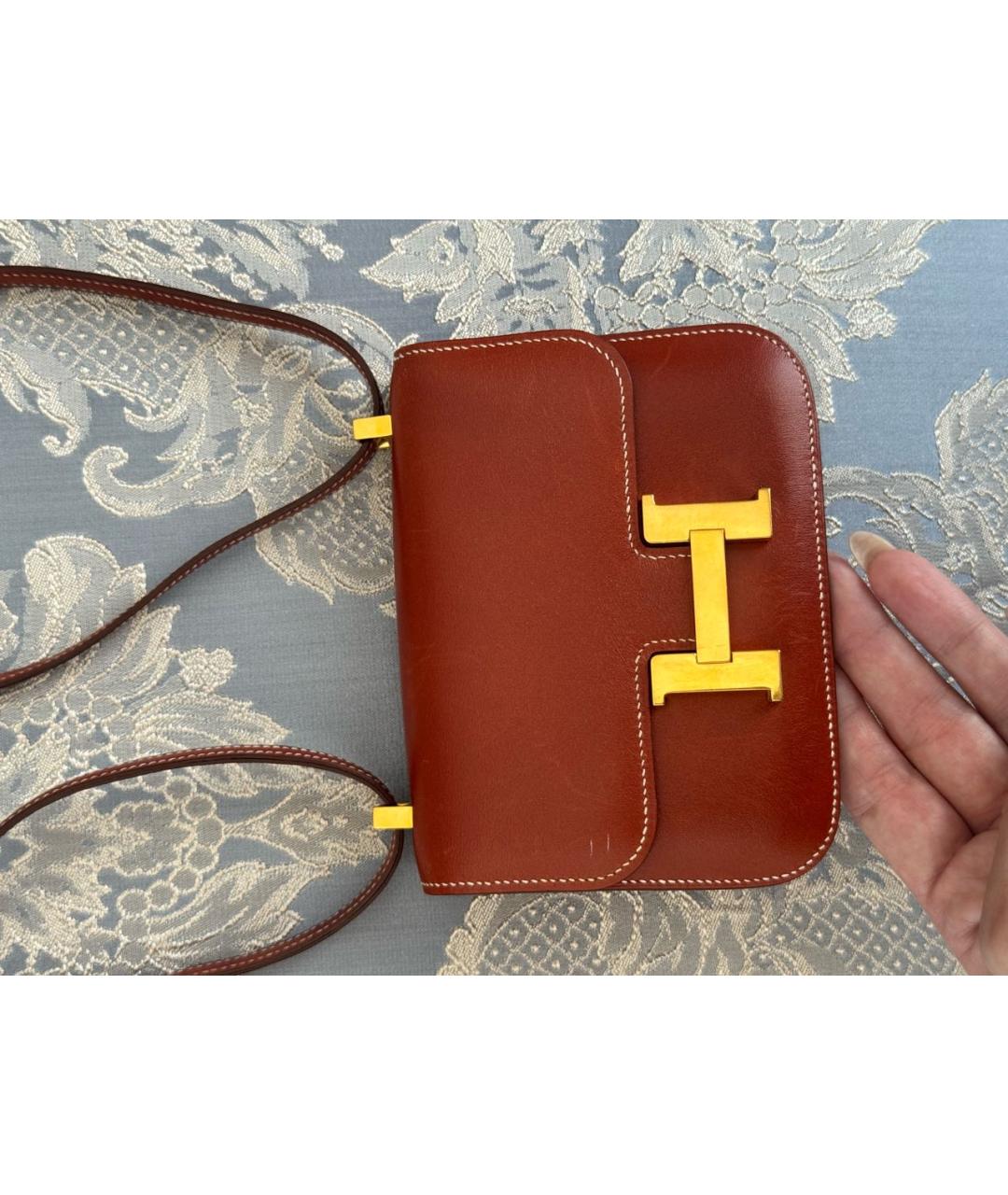 HERMES Коричневая кожаная сумка через плечо, фото 3