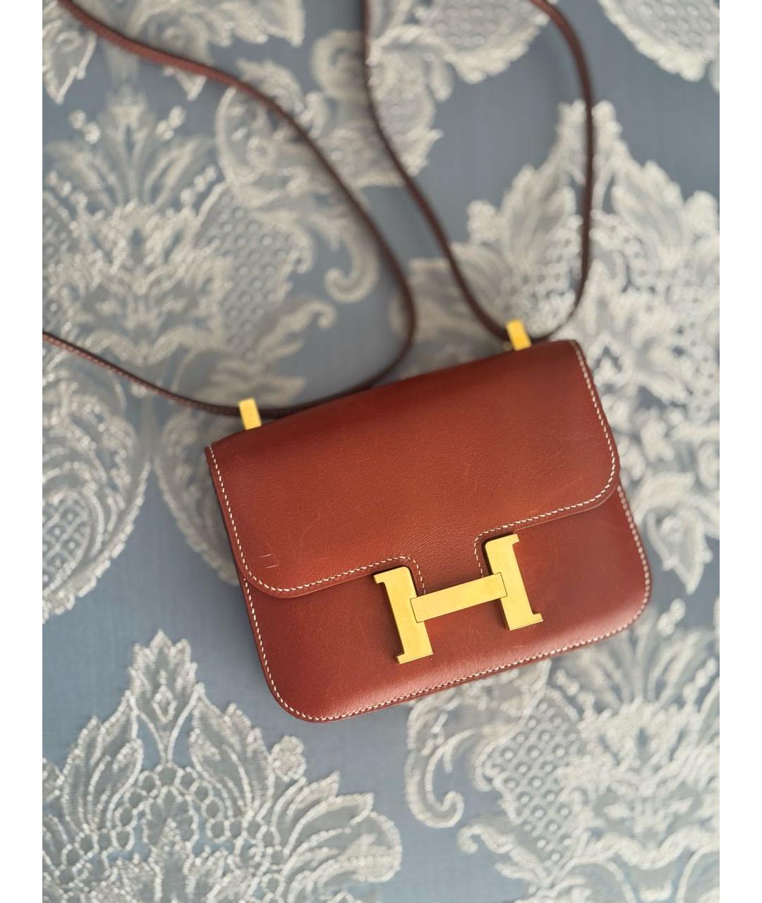 HERMES Коричневая кожаная сумка через плечо, фото 8