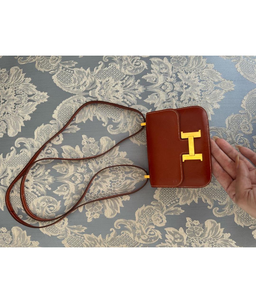 HERMES Коричневая кожаная сумка через плечо, фото 9