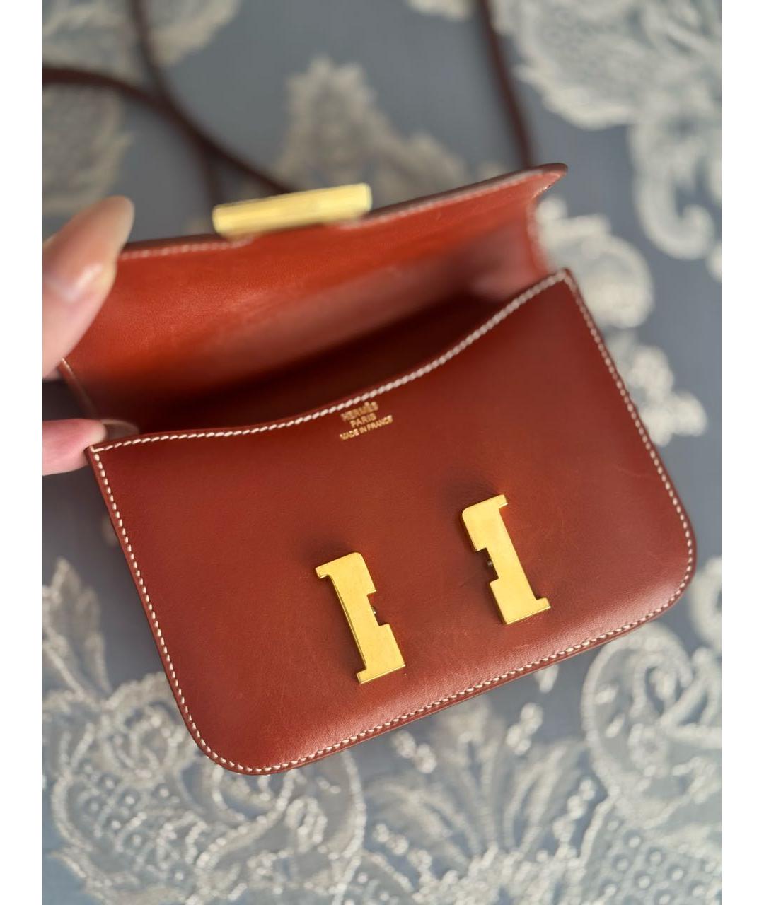 HERMES Коричневая кожаная сумка через плечо, фото 6