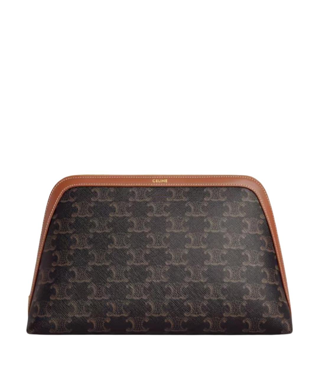 CELINE Коричневая кожаная косметичка, фото 1