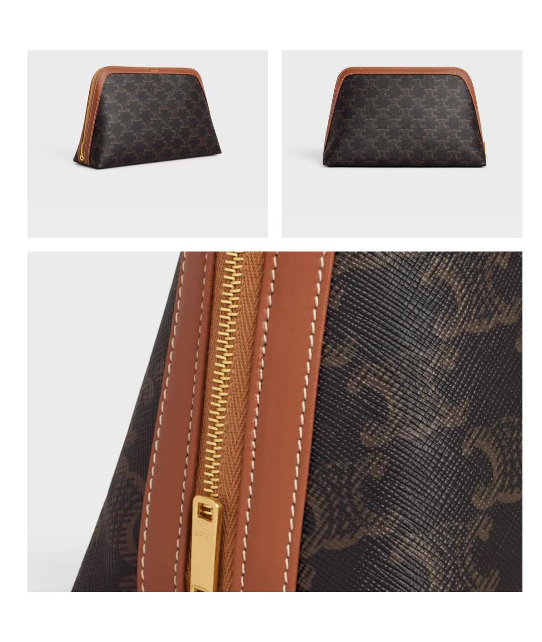 CELINE Коричневая кожаная косметичка, фото 4