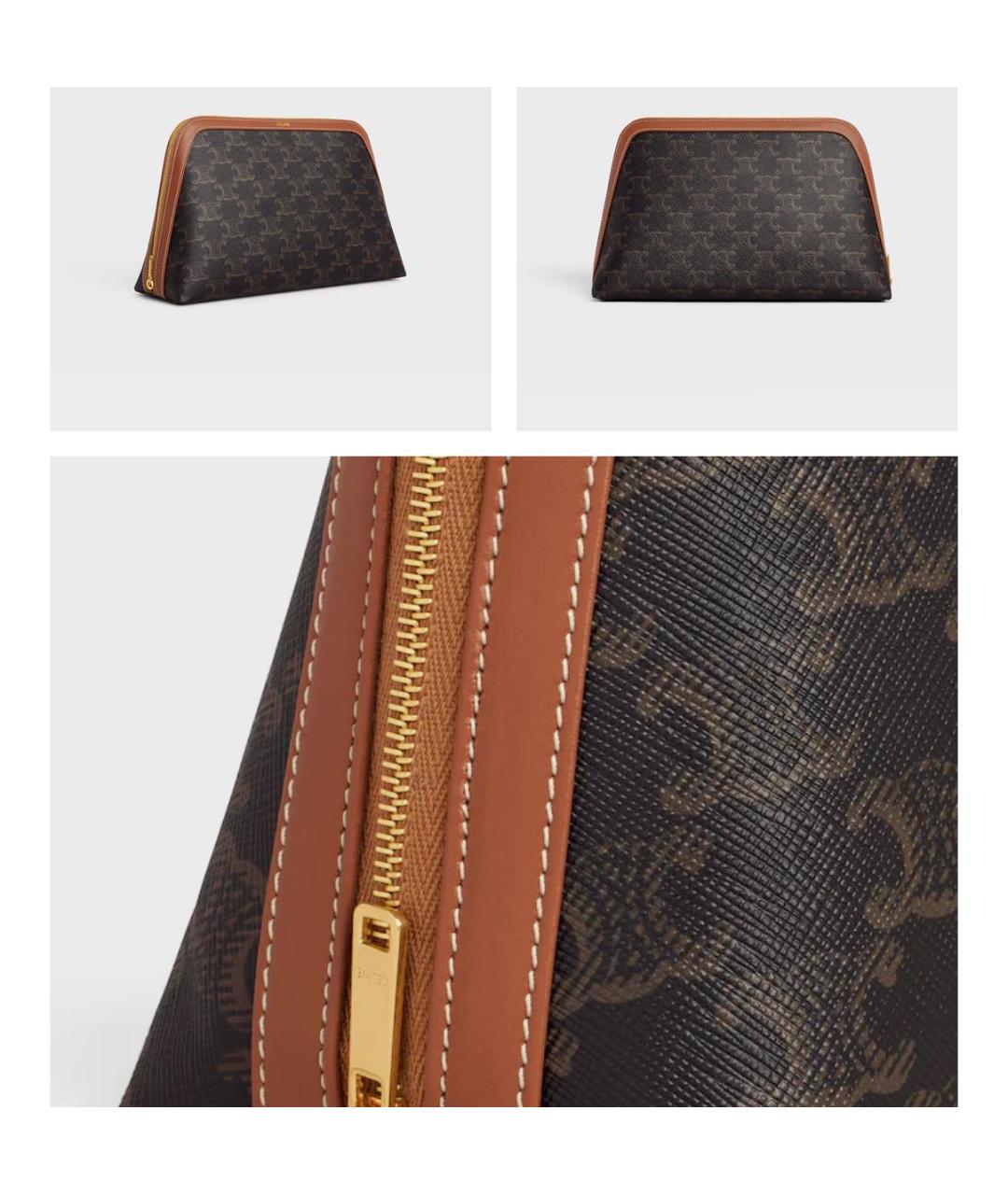 CELINE Коричневая кожаная косметичка, фото 2