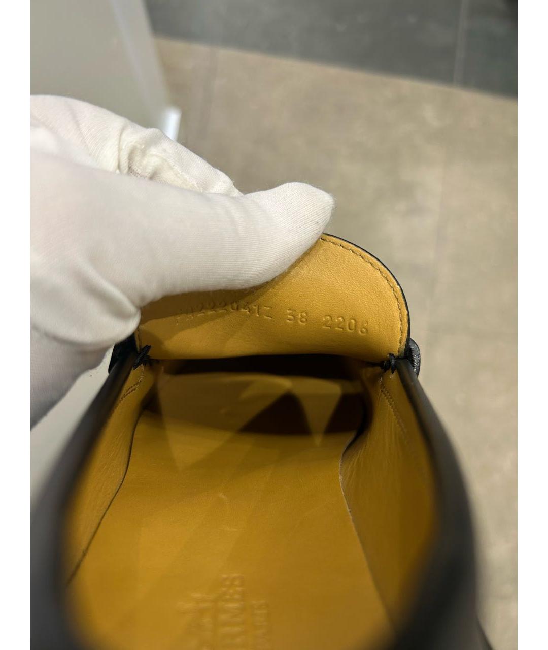 HERMES Черные кожаные лоферы, фото 6