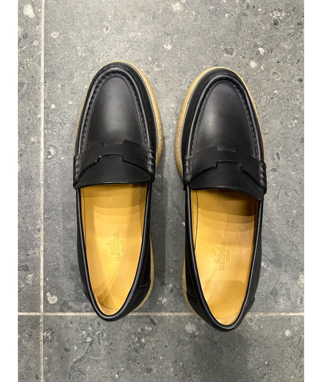 HERMES Черные кожаные лоферы, фото 3