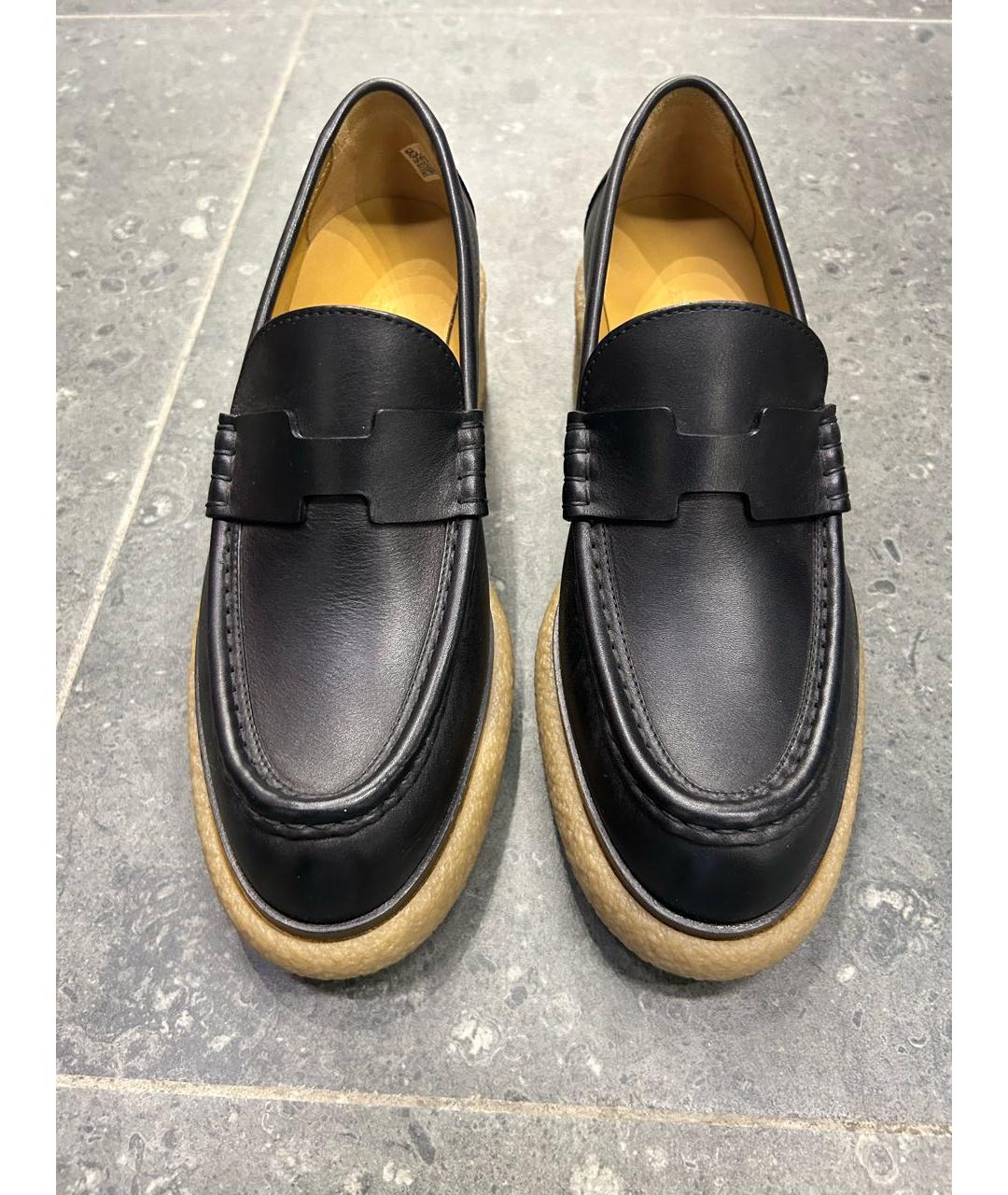 HERMES Черные кожаные лоферы, фото 2