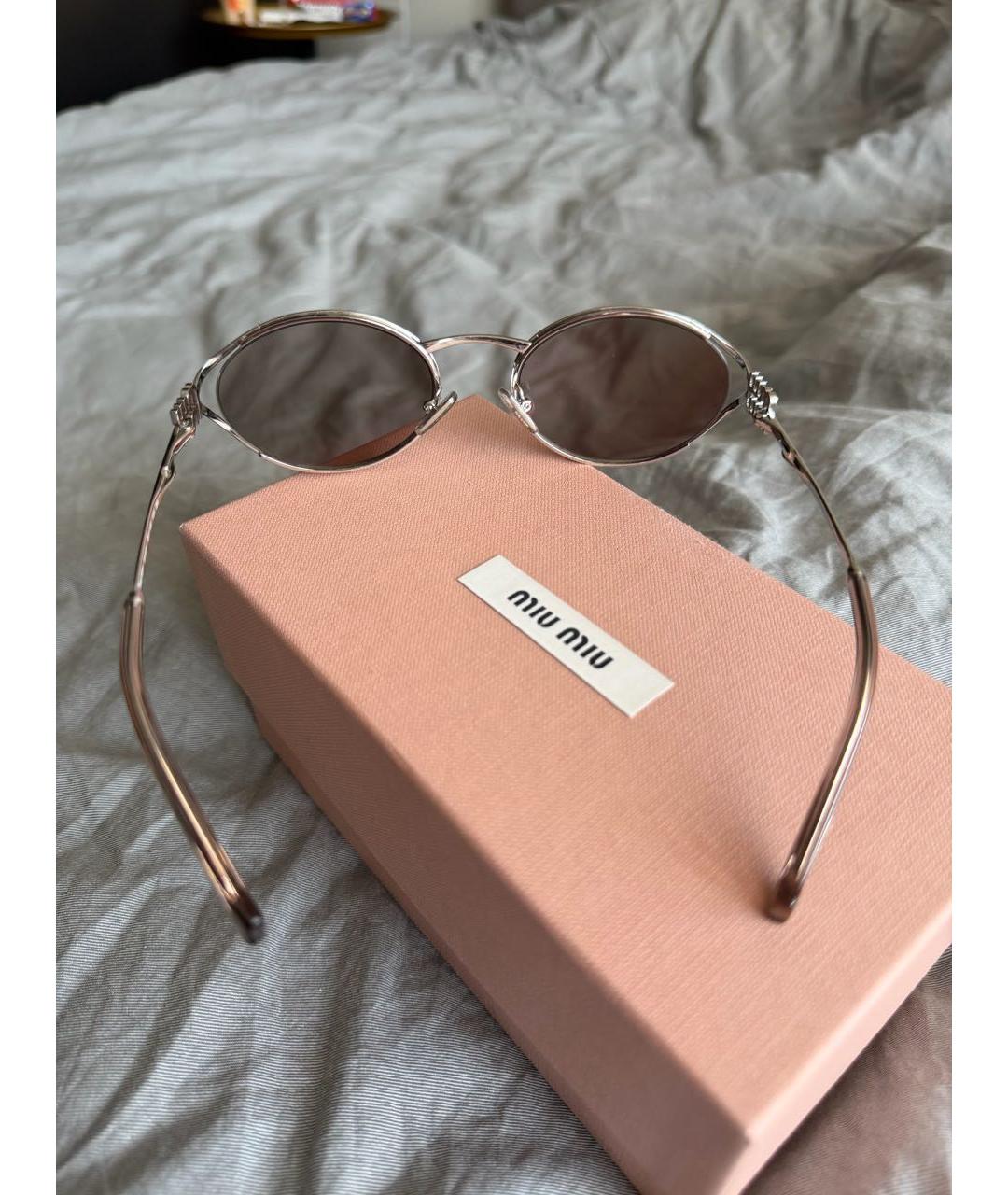 MIU MIU Серебряные металлические солнцезащитные очки, фото 4