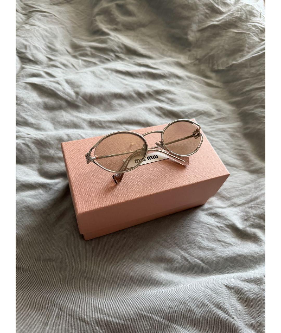 MIU MIU Серебряные металлические солнцезащитные очки, фото 5