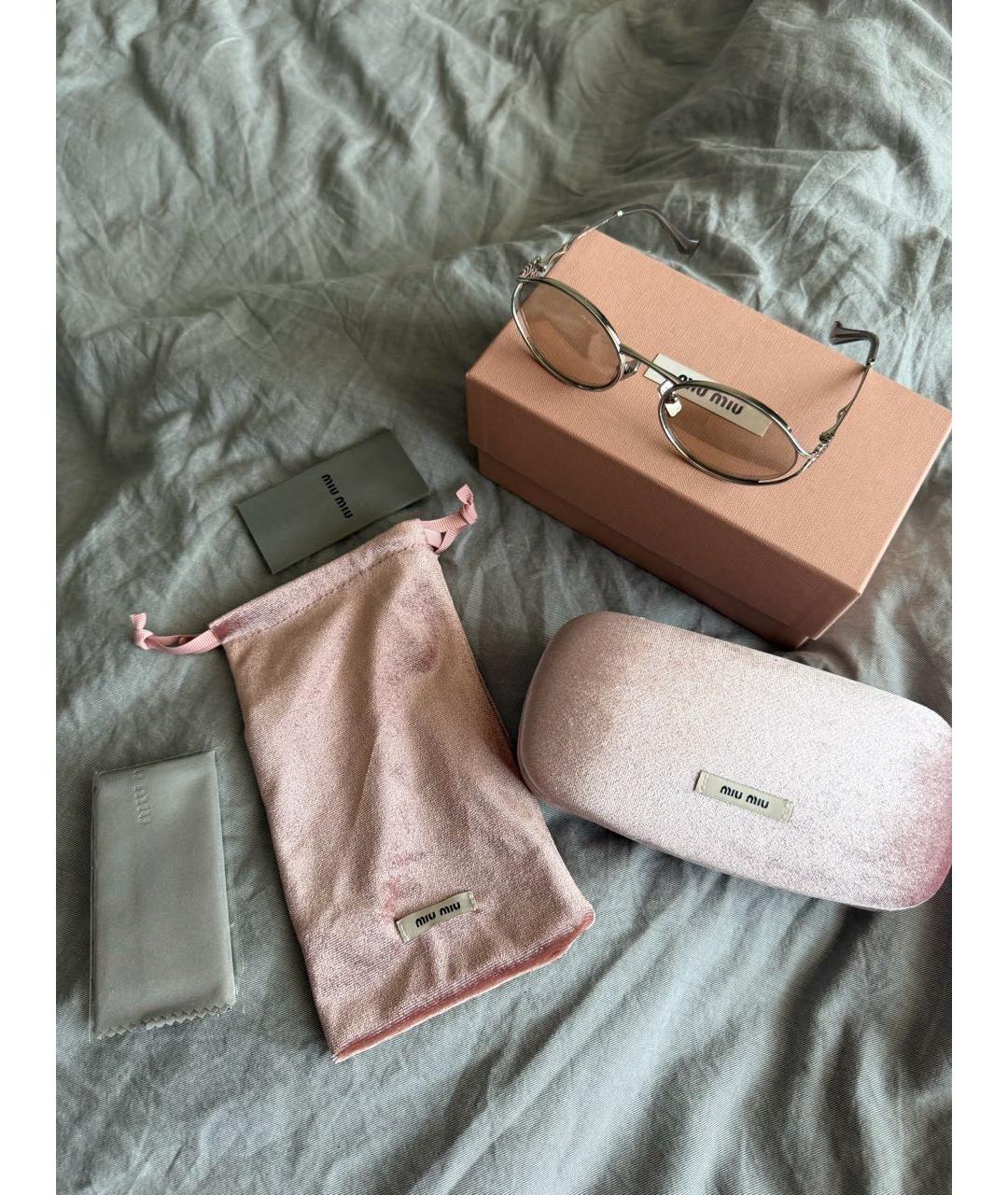 MIU MIU Серебряные металлические солнцезащитные очки, фото 2