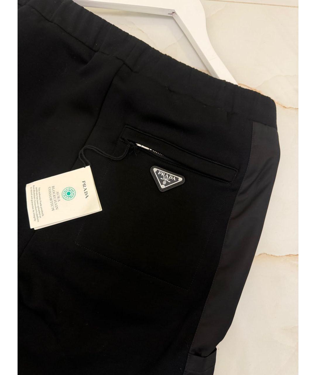 PRADA Черные хлопковые повседневные брюки, фото 4