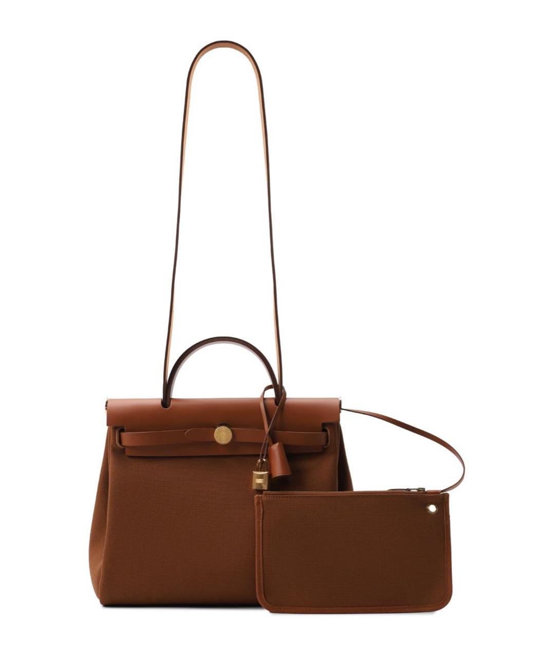 HERMES Коричневая тканевая сумка через плечо, фото 8