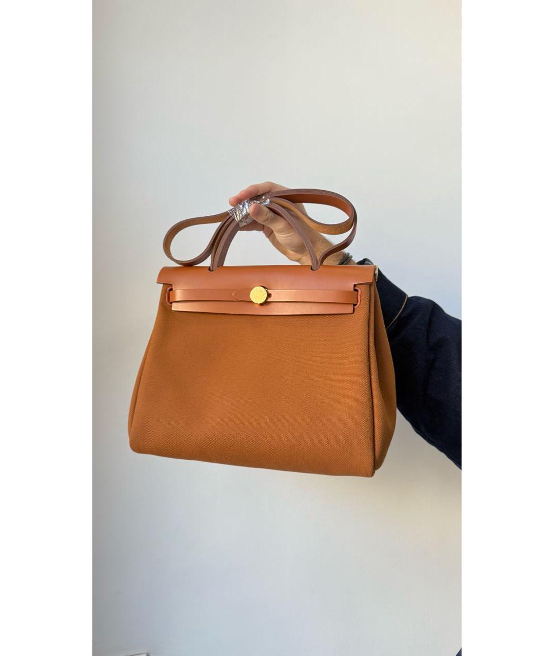 HERMES Коричневая тканевая сумка через плечо, фото 3