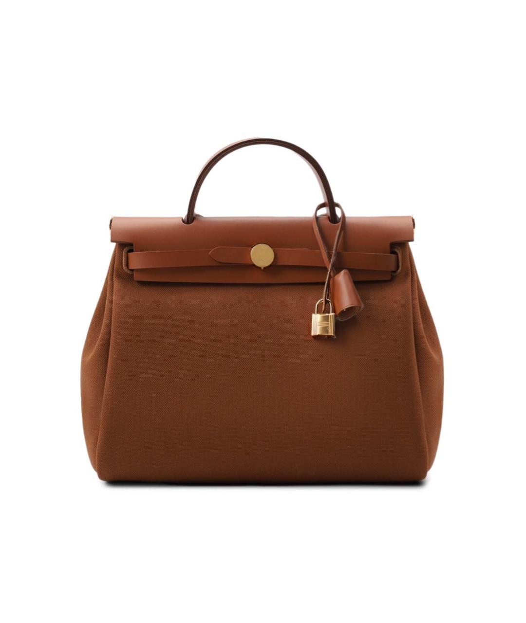 HERMES Коричневая тканевая сумка через плечо, фото 9
