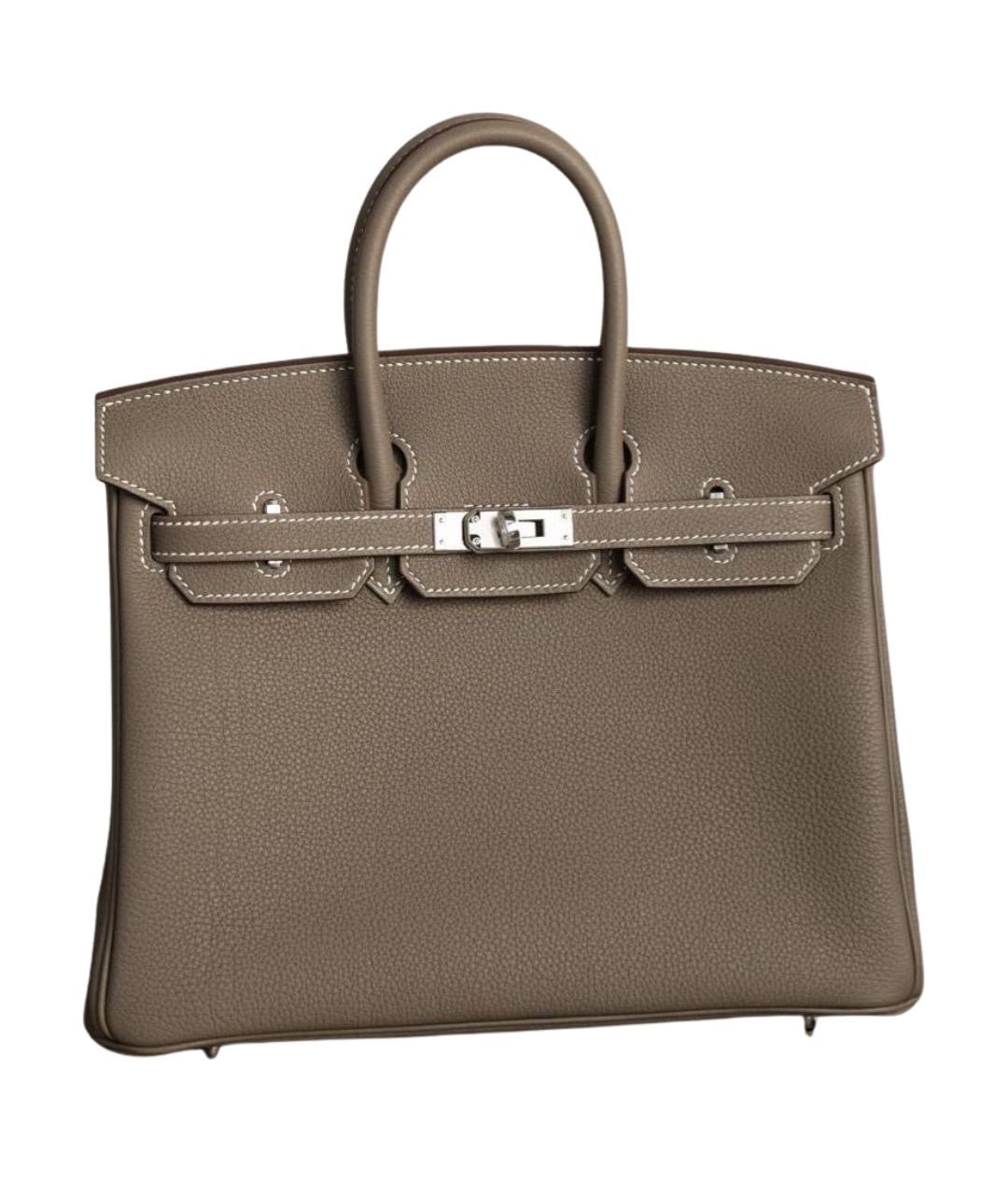 HERMES Бежевая кожаная сумка с короткими ручками, фото 1