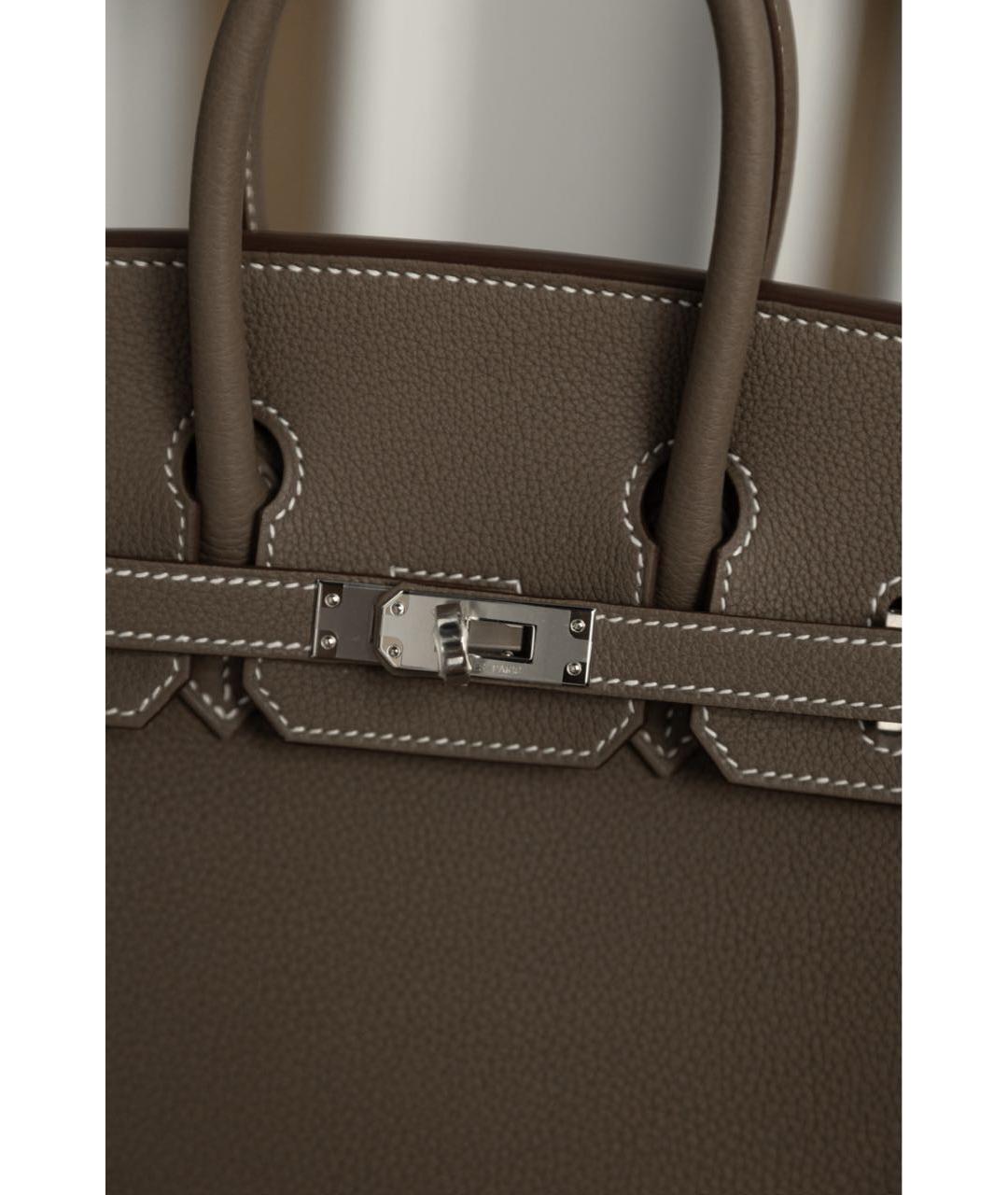 HERMES Бежевая кожаная сумка с короткими ручками, фото 4