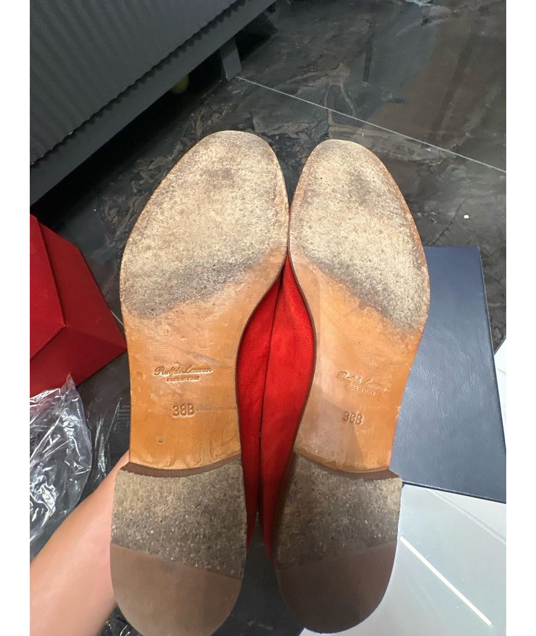 RALPH LAUREN Красные замшевые лоферы, фото 5