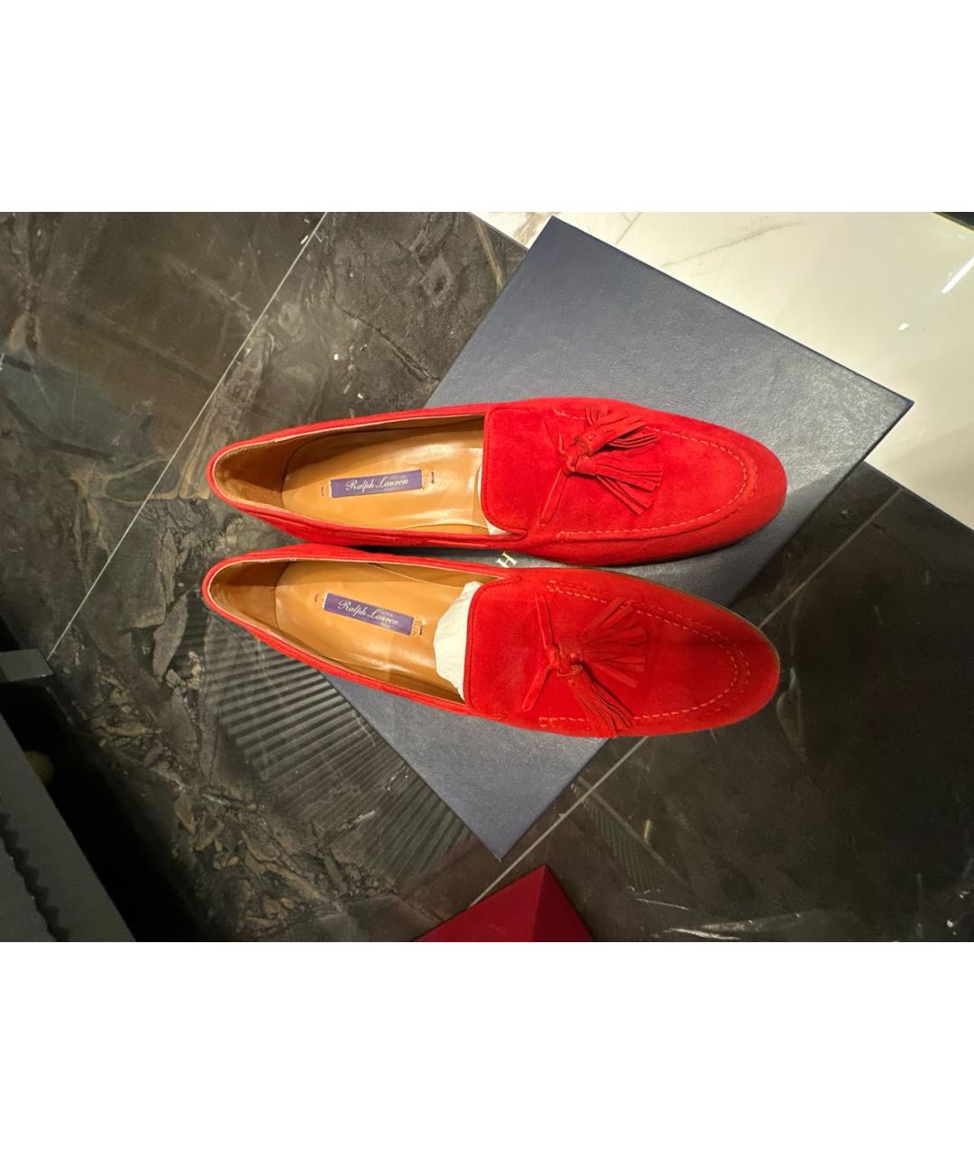 RALPH LAUREN Красные замшевые лоферы, фото 2