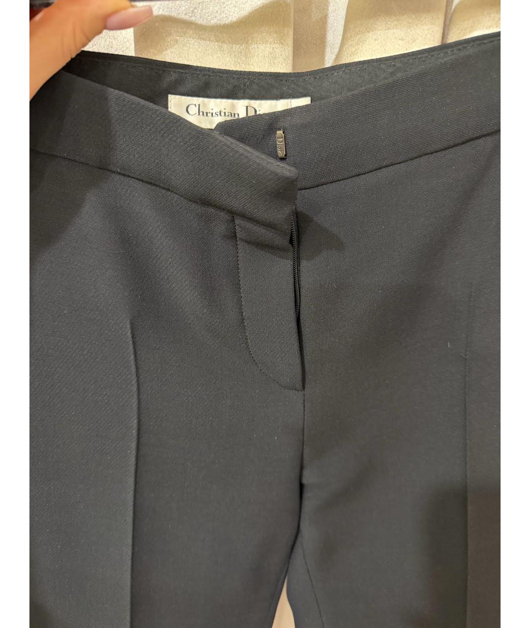 CHRISTIAN DIOR Темно-синие шерстяные прямые брюки, фото 4