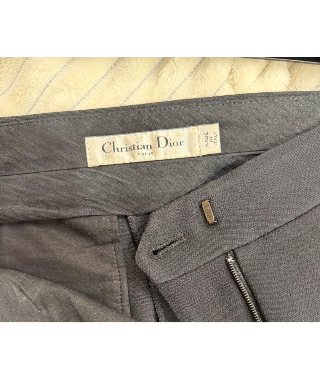 CHRISTIAN DIOR Темно-синие шерстяные прямые брюки, фото 3