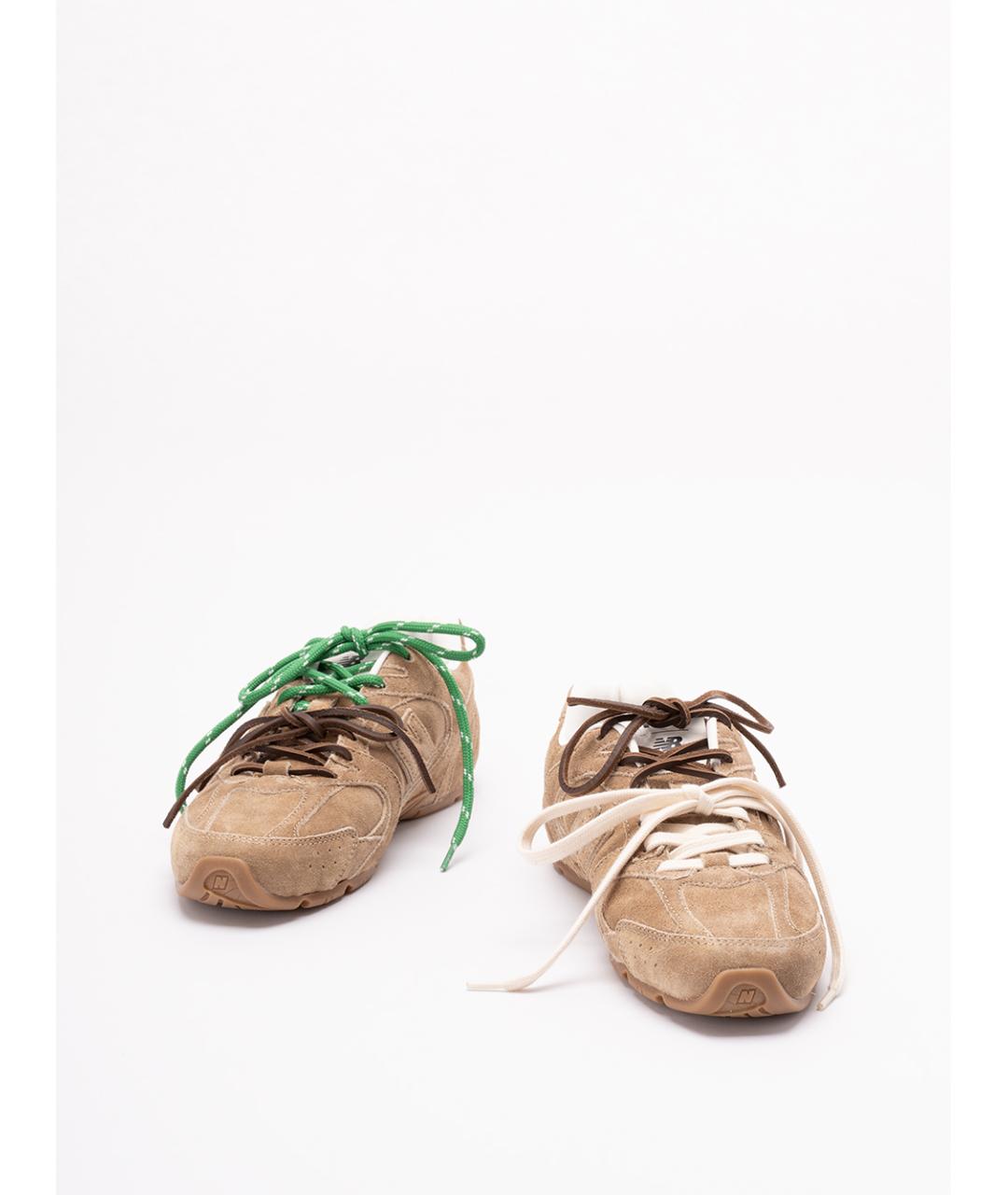MIU MIU Бежевые замшевые кроссовки, фото 2