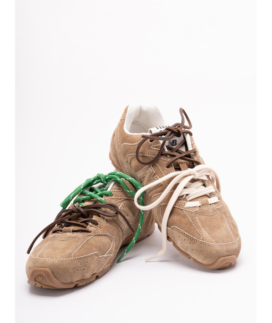 MIU MIU Бежевые замшевые кроссовки, фото 5