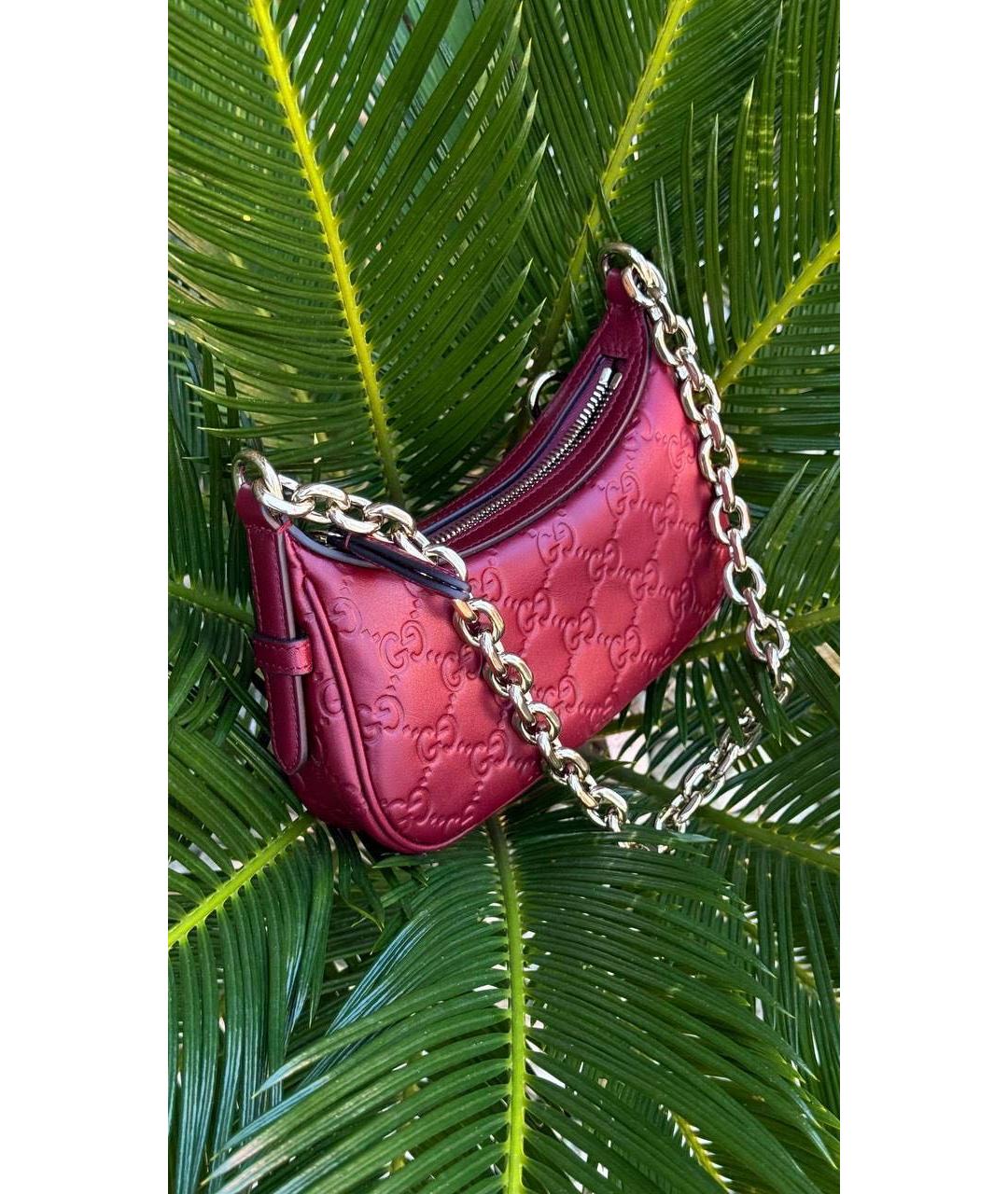 GUCCI Бордовая кожаная сумка через плечо, фото 2