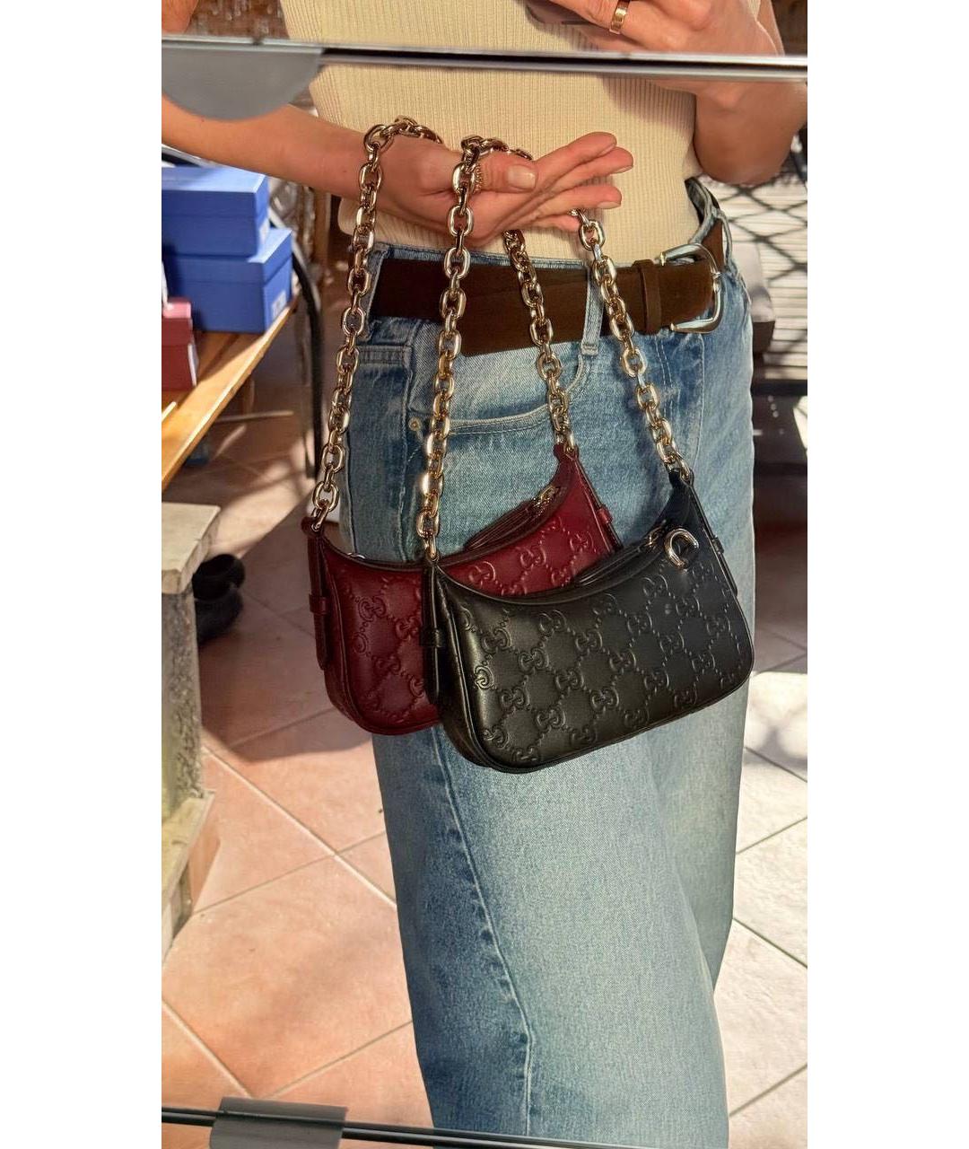 GUCCI Бордовая кожаная сумка через плечо, фото 3