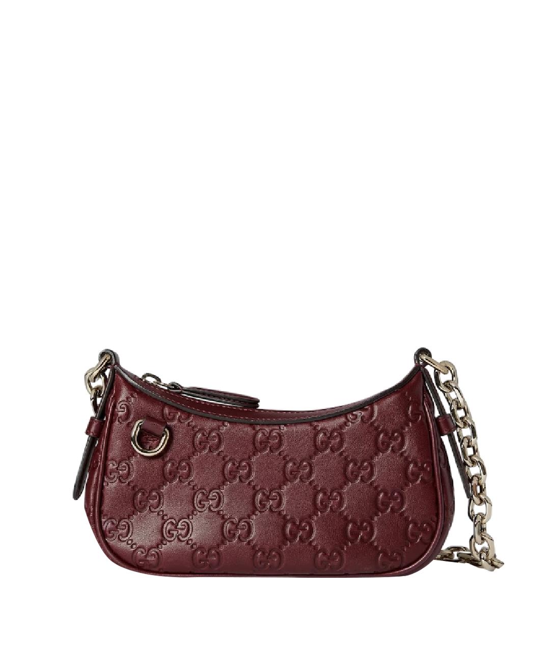 GUCCI Бордовая кожаная сумка через плечо, фото 1