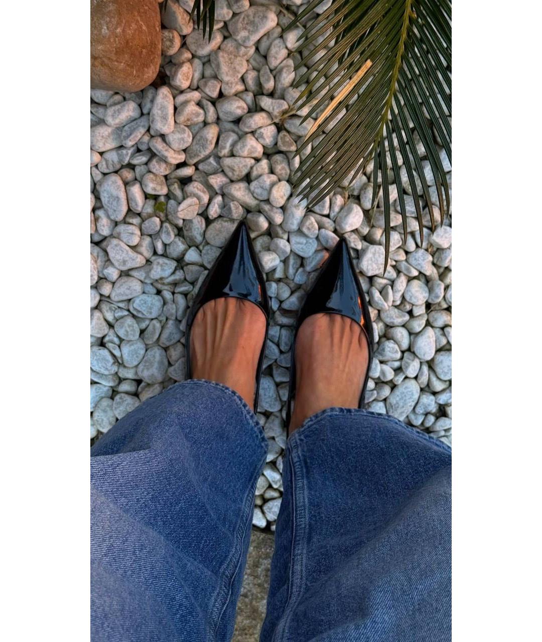 GUCCI Черные лодочки на низком каблуке из лакированной кожи, фото 6