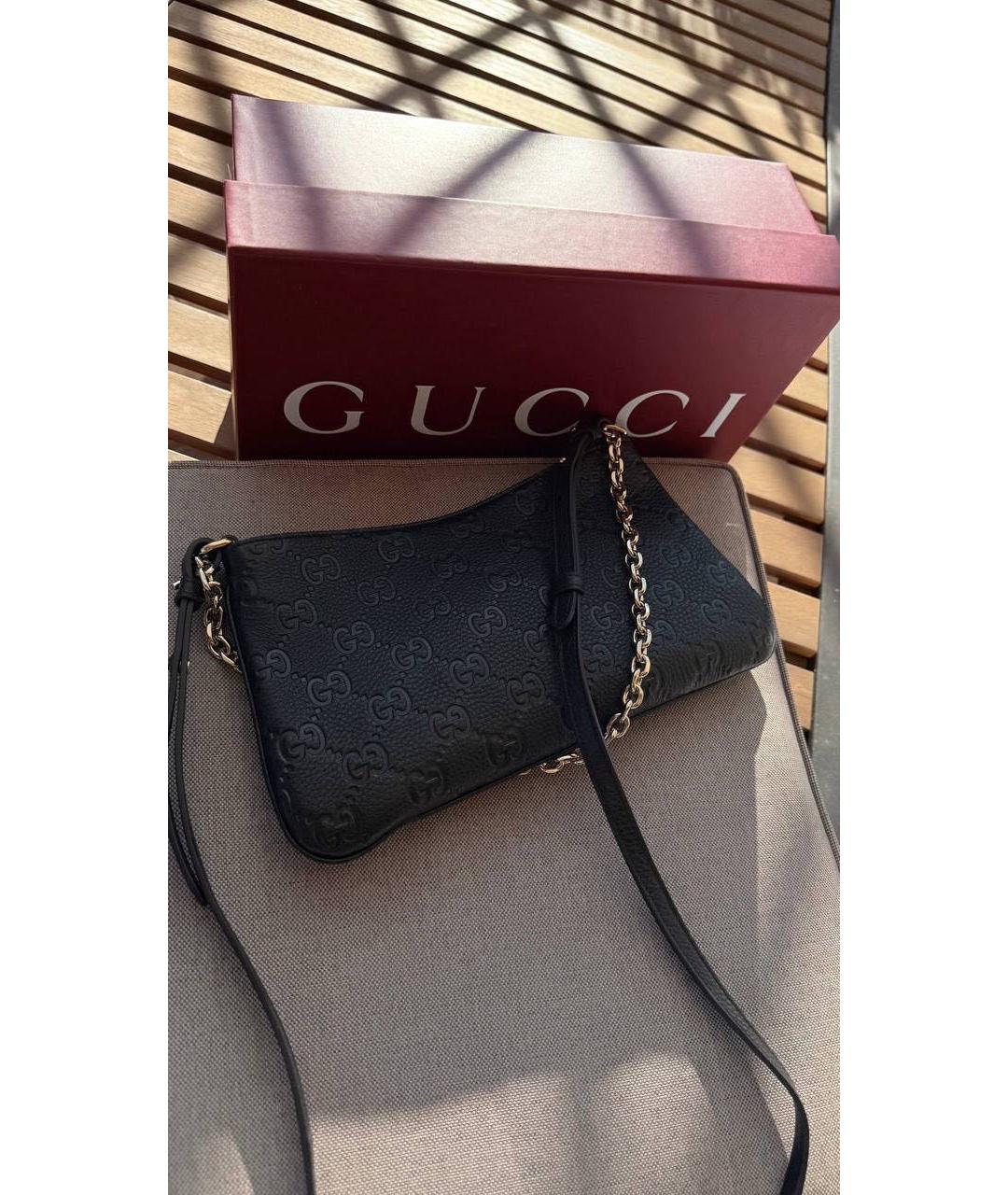 GUCCI Черная кожаная сумка через плечо, фото 4