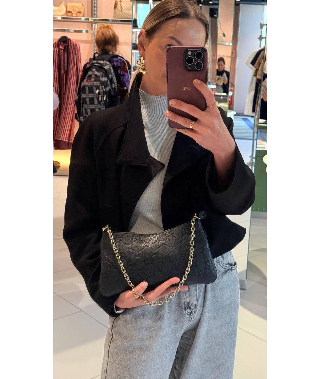 GUCCI Черная кожаная сумка через плечо, фото 5