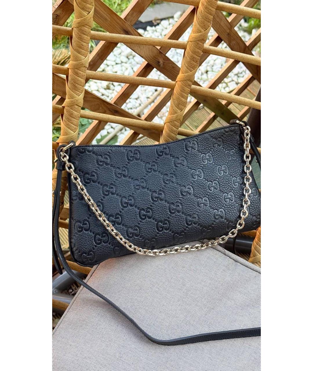 GUCCI Черная кожаная сумка через плечо, фото 3