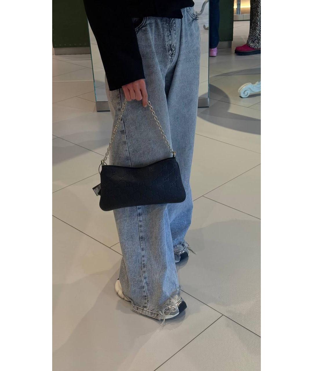 GUCCI Черная кожаная сумка через плечо, фото 7