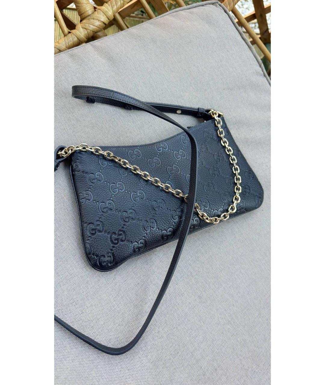 GUCCI Черная кожаная сумка через плечо, фото 2