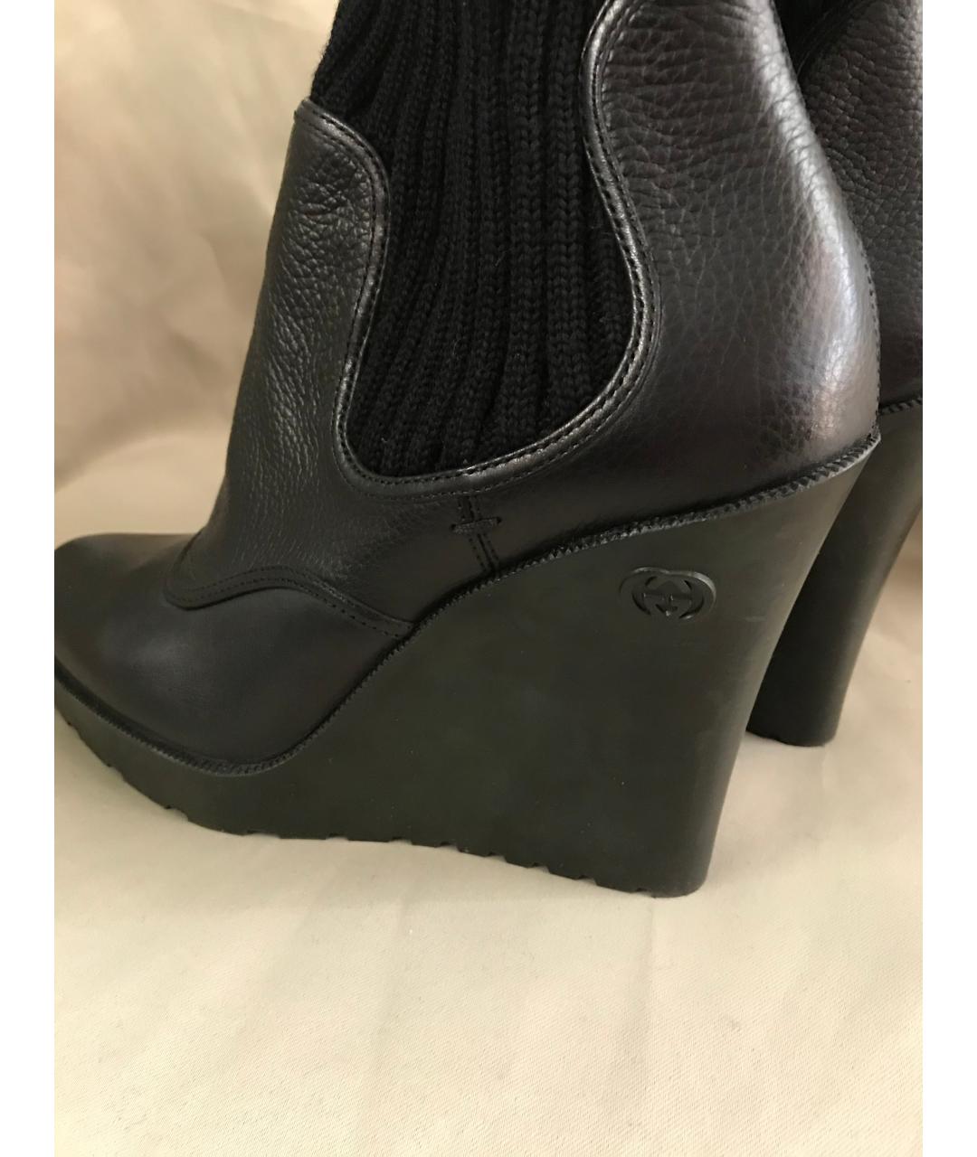 GUCCI Черные кожаные полусапоги, фото 3