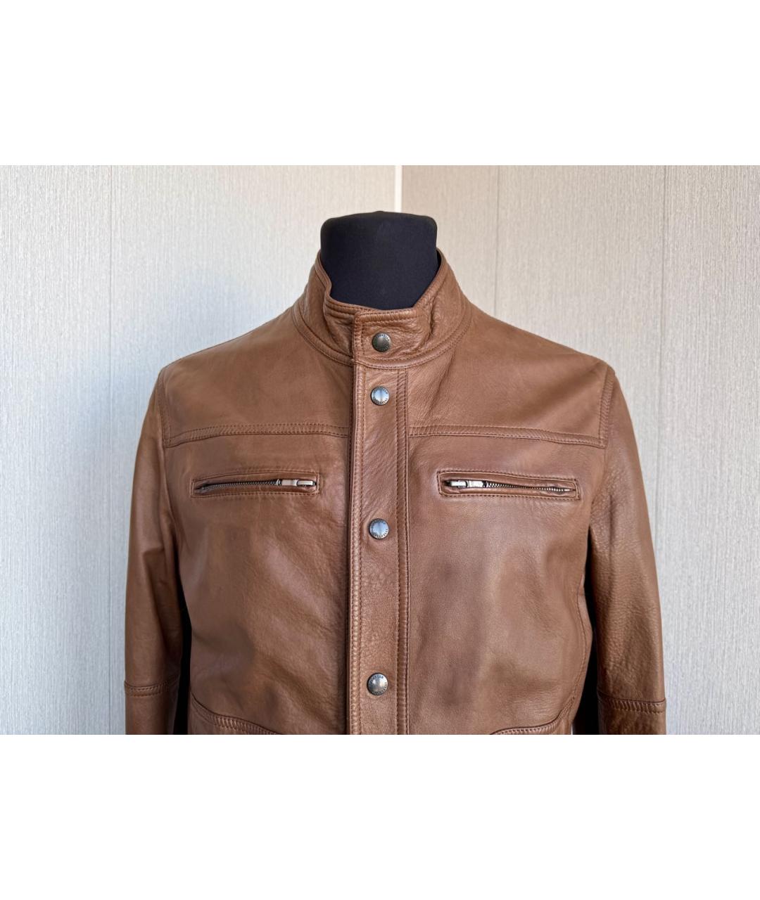 BRUNELLO CUCINELLI Коричневая кожаная куртка, фото 5