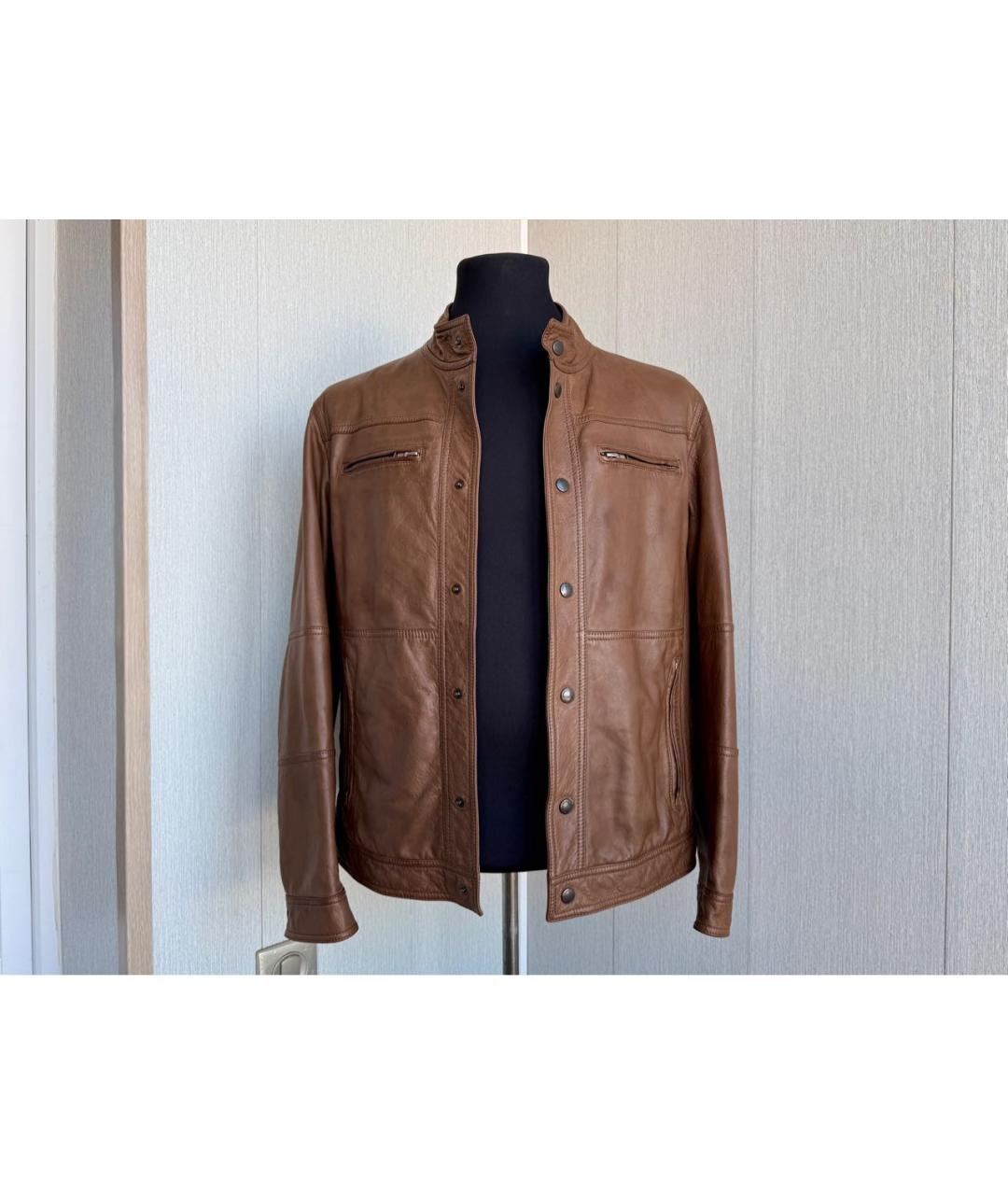 BRUNELLO CUCINELLI Коричневая кожаная куртка, фото 2