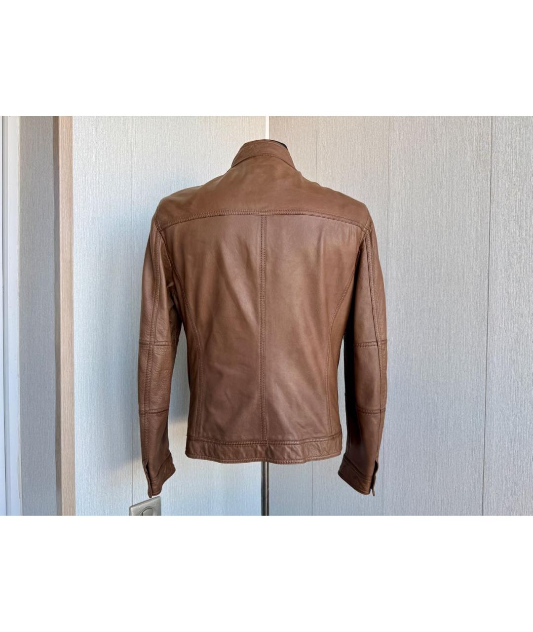 BRUNELLO CUCINELLI Коричневая кожаная куртка, фото 3